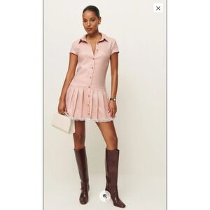 REFORMATION Effie Dress In Peach Check Size 10 Preppy‎